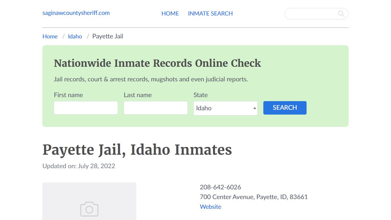 Payette Jail, Idaho Jail Roster - Saginaw County Sheriff